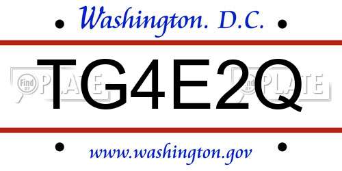 TG4E2Q District Of Columbia License Plate