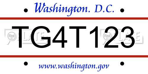 TG4T123 District Of Columbia License Plate