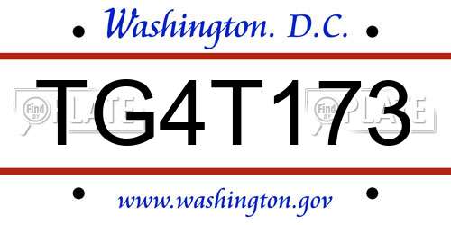 TG4T173 District Of Columbia License Plate