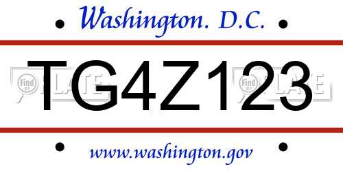 TG4Z123 District Of Columbia License Plate