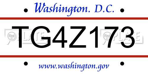 TG4Z173 District Of Columbia License Plate