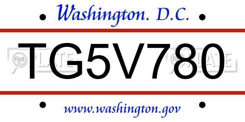 TG5V780 District Of Columbia License Plate