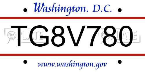 TG8V780 District Of Columbia License Plate