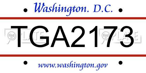 TGA2173 District Of Columbia License Plate