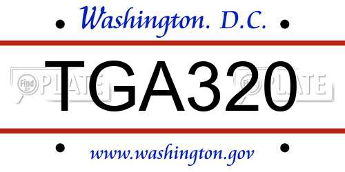 TGA320 District Of Columbia License Plate