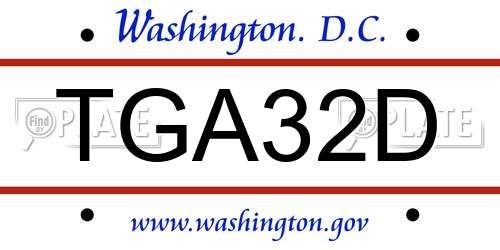 TGA32D District Of Columbia License Plate