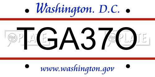TGA37O District Of Columbia License Plate