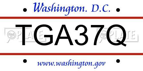 TGA37Q District Of Columbia License Plate