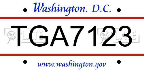 TGA7123 District Of Columbia License Plate