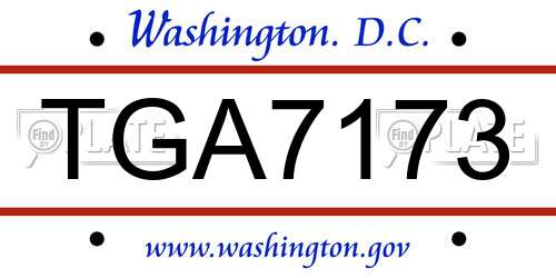 TGA7173 District Of Columbia License Plate