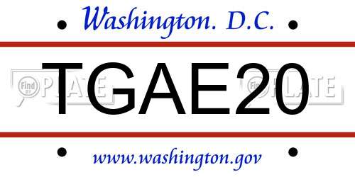 TGAE20 District Of Columbia License Plate