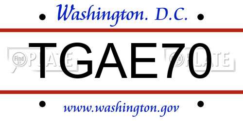 TGAE70 District Of Columbia License Plate