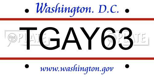 TGAY63 District Of Columbia License Plate