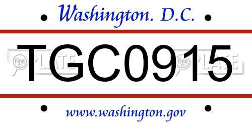TGC0915 District Of Columbia License Plate