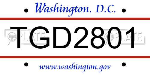 TGD2801 District Of Columbia License Plate