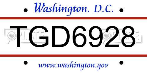 TGD6928 District Of Columbia License Plate