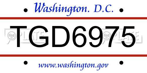 TGD6975 District Of Columbia License Plate