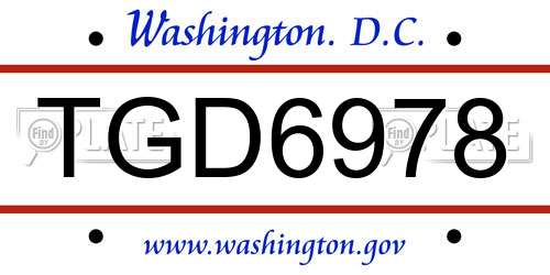 TGD6978 District Of Columbia License Plate