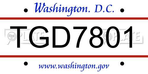 TGD7801 District Of Columbia License Plate
