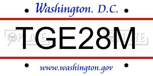 TGE28M District Of Columbia License Plate