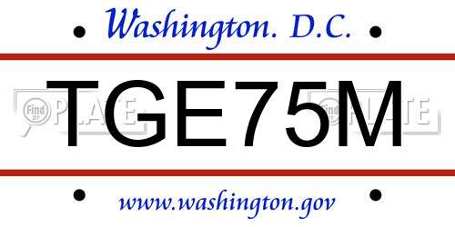 TGE75M District Of Columbia License Plate