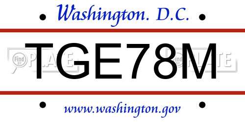 TGE78M District Of Columbia License Plate