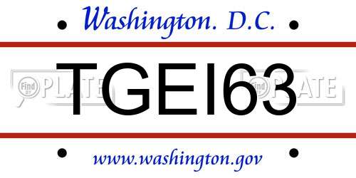 TGEI63 District Of Columbia License Plate