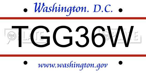 TGG36W District Of Columbia License Plate