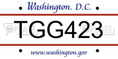 TGG423 District Of Columbia License Plate