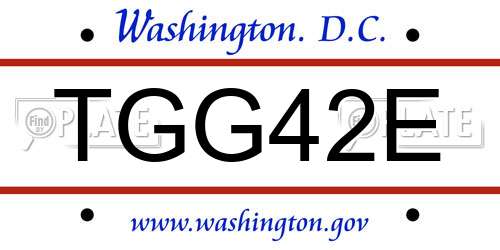 TGG42E District Of Columbia License Plate