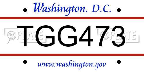 TGG473 District Of Columbia License Plate