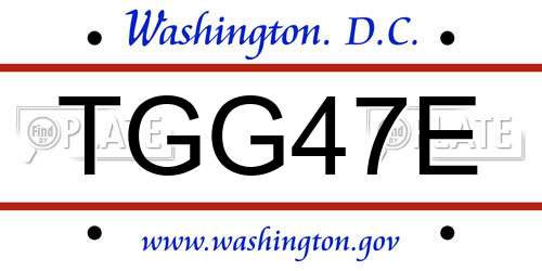 TGG47E District Of Columbia License Plate
