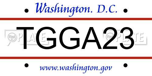 TGGA23 District Of Columbia License Plate