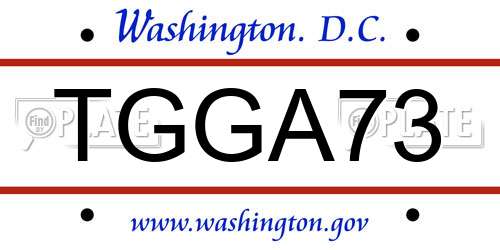 TGGA73 District Of Columbia License Plate