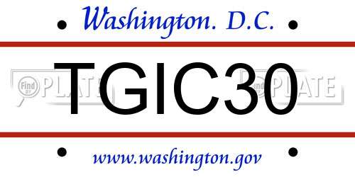 TGIC30 District Of Columbia License Plate