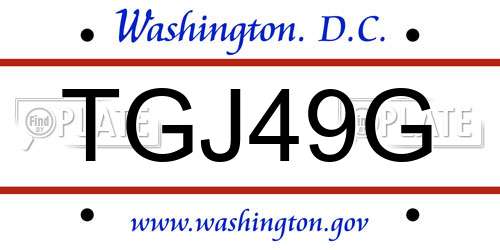 TGJ49G District Of Columbia License Plate