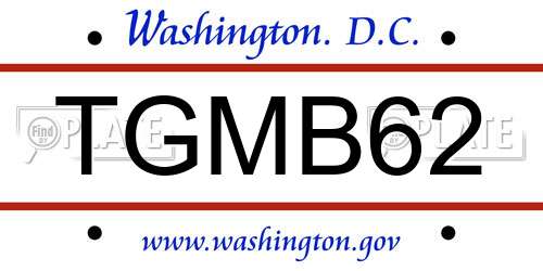 TGMB62 District Of Columbia License Plate
