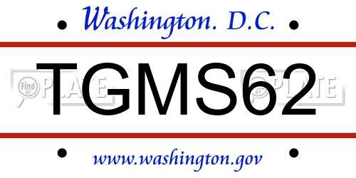 TGMS62 District Of Columbia License Plate