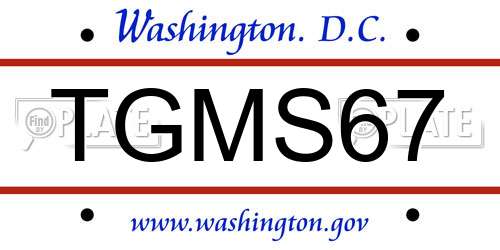 TGMS67 District Of Columbia License Plate