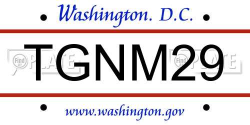 TGNM29 District Of Columbia License Plate