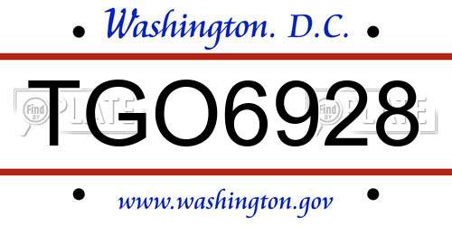 TGO6928 District Of Columbia License Plate