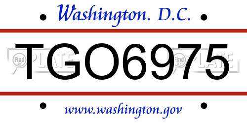 TGO6975 District Of Columbia License Plate