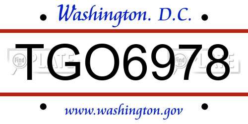 TGO6978 District Of Columbia License Plate