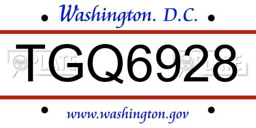 TGQ6928 District Of Columbia License Plate