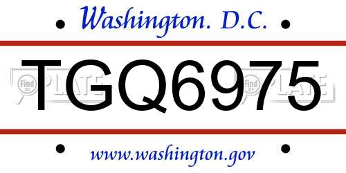 TGQ6975 District Of Columbia License Plate