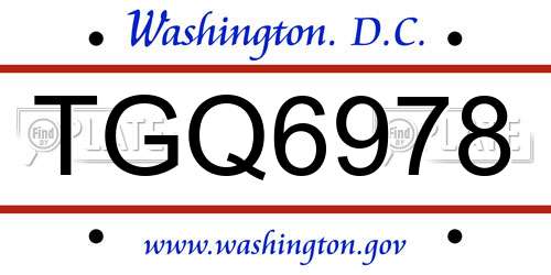 TGQ6978 District Of Columbia License Plate