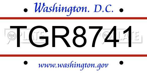 TGR8741 District Of Columbia License Plate
