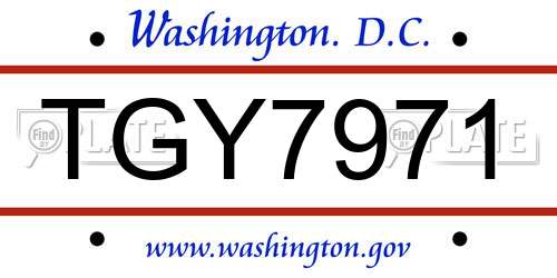 TGY7971 District Of Columbia License Plate