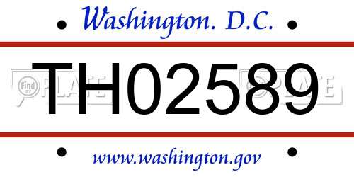 TH02589 District Of Columbia License Plate