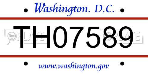 TH07589 District Of Columbia License Plate